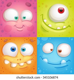 Cartoon monster faces