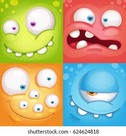 Cartoon monster faces