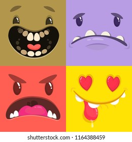 Cartoon monster faces set. Vector illustration. Halloween design