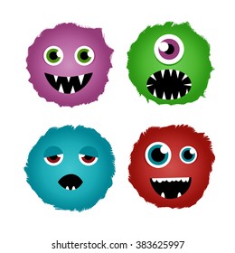 Cartoon monster faces set. Vector 