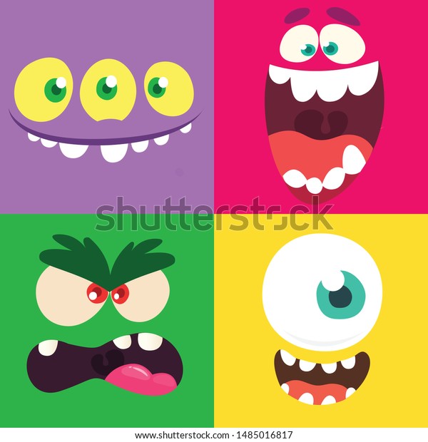 Cartoon Monster Faces Vector Illustration Stock Vector (Royalty Free ...