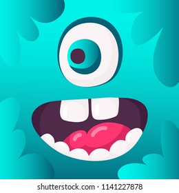 cartoon monster faces vector set. cute square avatars and icons