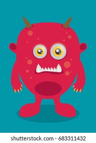Cartoon monster in flat style. Happy halloween vector.