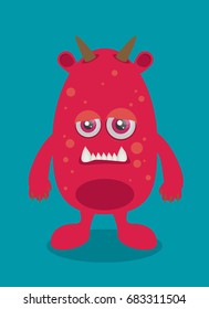 Cartoon monster in flat style. Happy halloween vector.