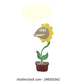 cartoon monster flower with speech bubble