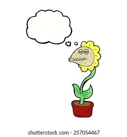 Cartoon-Monsterblume mit Denkblase