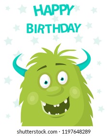 Cartoon Monster Happy Birthday Stock Vector (Royalty Free) 1197648289 ...