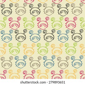 Cartoon monster head abstract background patter design for wallpaper and decoration.  