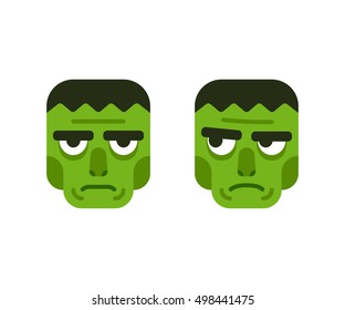 Cartoon monster head. Halloween vector illustration in simple flat style.