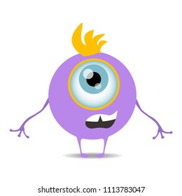 Cartoon monster icon. Cute and funny cartoon monster. Vector illustration.