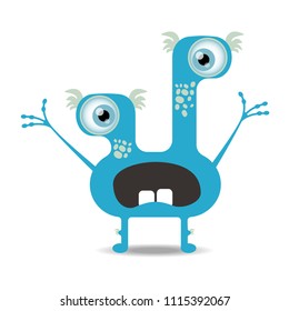 Cartoon monster icon. Cute and funny cartoon monster. Vector illustration.
