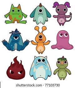 cartoon monster icon set