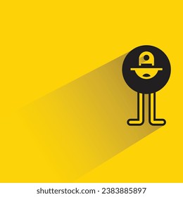 icono del monstruo de la caricatura con sombra sobre fondo amarillo