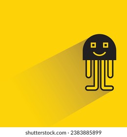 Cartoon-Monstersymbol mit Schatten auf gelbem Hintergrund