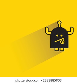 cartoon monster icon with shadow on yellow background