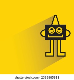 cartoon monster icon with shadow on yellow background