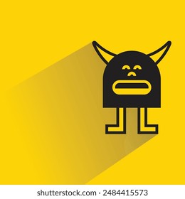 cartoon monster icon with shadow on yellow background