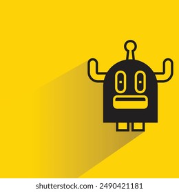 cartoon monster icon with shadow on yellow background