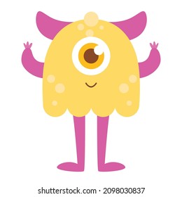 Cartoon monster illustration for all purposes with cute monster shape