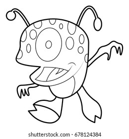cartoon monster illustration with thin line