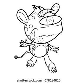 cartoon monster illustration with thin line