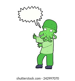 monstruo de dibujos animados con burbuja de habla