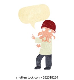 monstruo de dibujos animados con burbuja de habla
