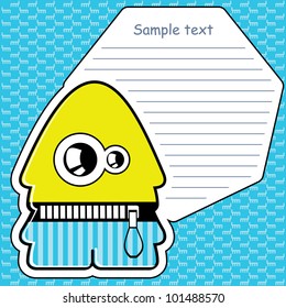 Cartoon monster with message cloud