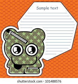 Cartoon monster with message cloud