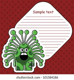 Cartoon monster with message cloud
