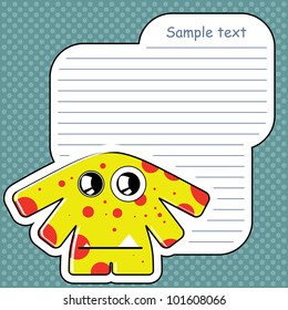Cartoon monster with message cloud