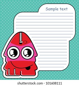 Cartoon monster with message cloud