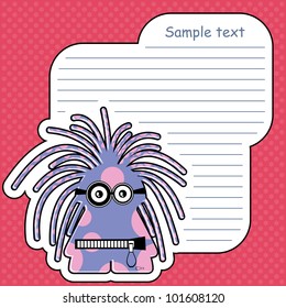 Cartoon monster with message cloud