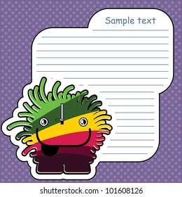 Cartoon monster with message cloud