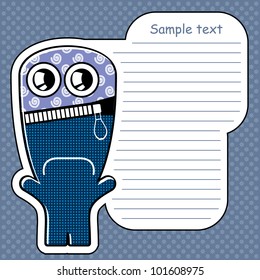 Cartoon monster with message cloud