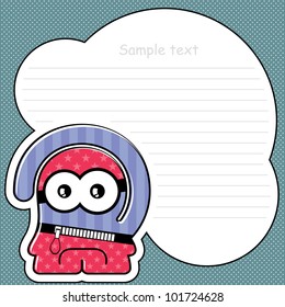 Cartoon monster with message cloud
