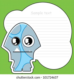 Cartoon monster with message cloud