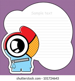 Cartoon monster with message cloud