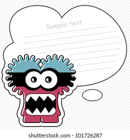 Cartoon monster with message cloud