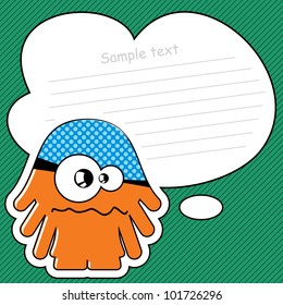 Cartoon monster with message cloud