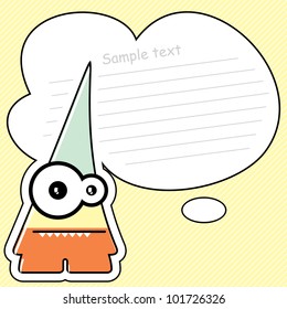 Cartoon monster with message cloud