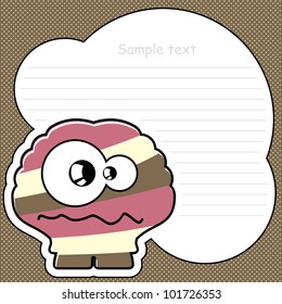 Cartoon monster with message cloud