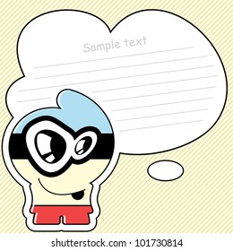 Cartoon monster with message cloud