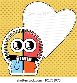 Cartoon monster with message cloud