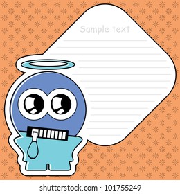 Cartoon monster with message cloud