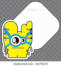 Cartoon monster with message cloud