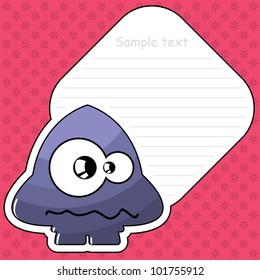 Cartoon monster with message cloud