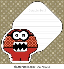 Cartoon monster with message cloud