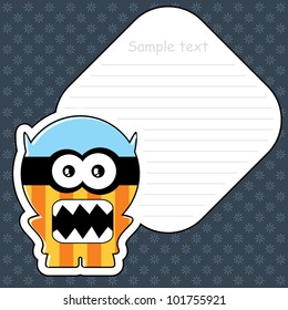 Cartoon monster with message cloud