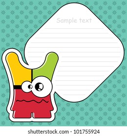 Cartoon monster with message cloud
